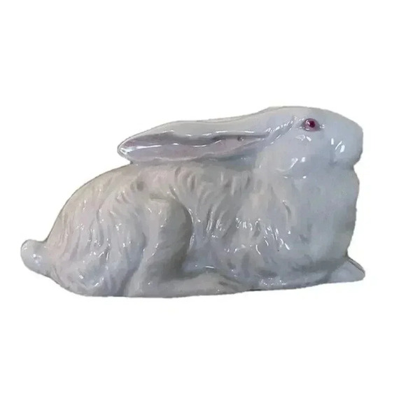 Toscany Collection White Bunny Rabbit with Pink Eyes, Ears, Nose 4”Tall - Picture 2 of 6